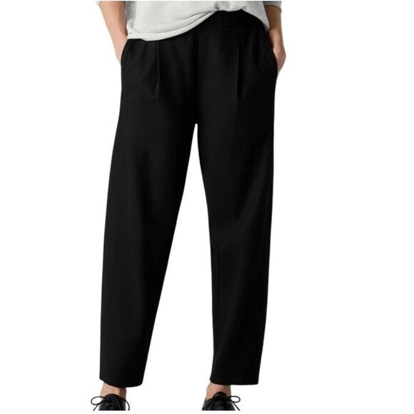 Eileen Fisher $268 Felted Wool Lantern Pant in black petite small - Picture 1 of 11
